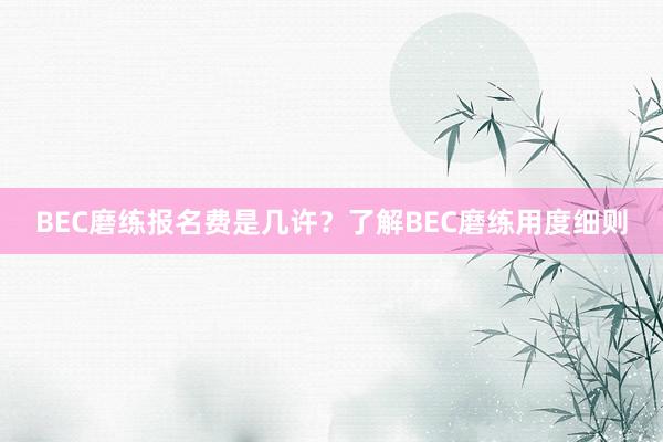 BEC磨练报名费是几许？了解BEC磨练用度细则